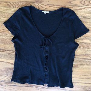 Madewell Black Tie up Short Sleeve T-Shirt Women L